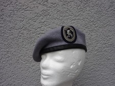 Bundeswehr Barett hellgrau mit Abzeichen der BW Feuerwehr , gebr. Gr. 58