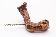 Korkenzieher mit Wurzel Holz Griff braun Weinöffner Öffner Vintage H 16 cm