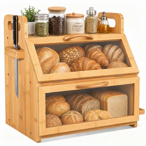 Bambus holz brotkasten mit - bambus,