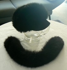 Set Kragen Kappe Mütze Pelz schwarz Pelzkragen Pelzkappe 1A! Vintage