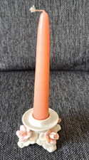 Kleiner Kerzenständer weiß mit rosa Blüten Höhe 4 cm Alka Kunst Dresden Vintage