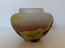 Emile Gallé Glas Vase Ätzdekor Jugendstil um 1900