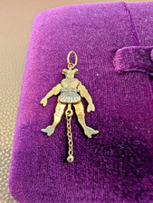 Anhänger Hampelmann 585 Weiß-/Gelbgold poliert, beweglich mit Zugband 4mm Öse