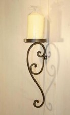 Wandkerzenhalter MASCALI in Eisen Kerzenhalter braun antik geschwungen Landhaus