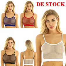 Damen Sexy Bustier Tank Top Transparent Fischnetz Oberteil Dessous Unterwäsche