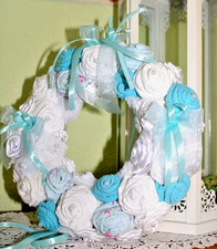 ❤️Wandkranz Türkranz Wandkranz Vintage Handarbeit ShabbyChic Stoffrosen Tildart 