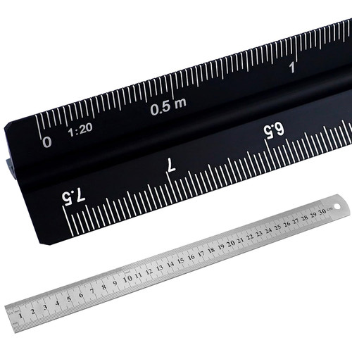 Dreikantmaßstab aluminium mit - aluminium,