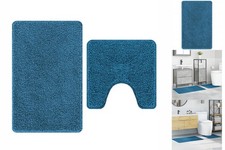 2-teiliges Badematten-Set Blau