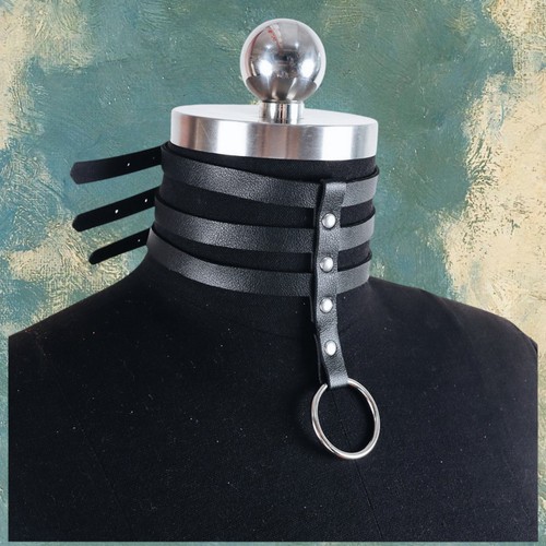 Halskette leder rock - halskette,