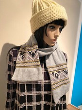 Norweger Kuschelschal Fleece hellgrau Winter warm Unisize Schnee