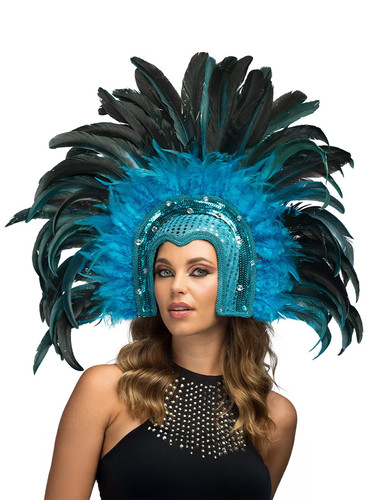 Federkopfschmuck samba blau - federkopfschmuck,
