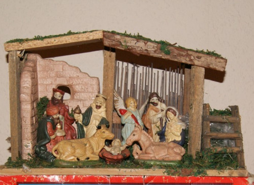 Weihnachtskrippe mit keramik - mit,