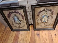 Alte Stickerei Heiligenbilder