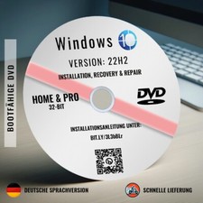 Windows 10 Home+Pro DVD 32 Bit für Installation, Upgrade & Reparatur