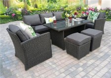 RATTAN GEFLECHT GARTEN OUTDOOR WÜRFEL TISCH UND STÜHLE MÖBEL TERRASSE ESSGRUPPE 