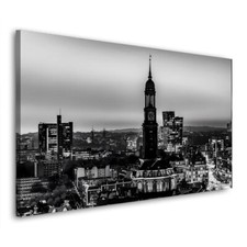 Leinwandbild Wandbild Hamburg Skyline schwarz weiß Bild Kunst