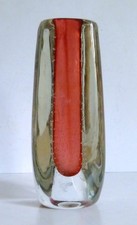 THERESIENTHAL SOMMERSO GLAS VASE MIT LUFTBLASEN GUNNEL NYMAN MIDCENTURY DESIGN