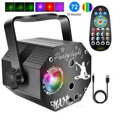 72 Muster RGB LED Laser Projektor DJ Party Bühnenbeleuchtung Disco Lichteffekt