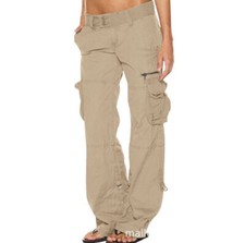 Damen Retro Hose Mit Weitem Bein Multi Pocket Casual Lose Gerade Cargo Hose