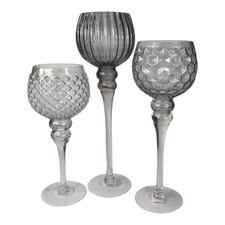3er Set Glaskelch 30-40cm grau