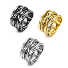 Stylischer Statement Design Ring  in den Farben Silber Gold oder Schwarz