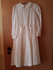 Kommunionkleid Blumenmädchen Kleid von Hübner Gr. 152 creme weiß langarm 100% BW