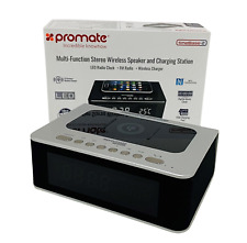 Promate TimeBase-2 Bluetooth Lautsprecher mit Qi Wireless Ladestation 10W Silber