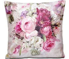 Kissenhülle 40x40 Kissenbezug Kissen Dekokissen Sofa WEICH Sommer Rosen Beere