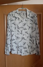 Liberty Langarmbluse Gr.L  weiß mit dunkelblauem Muster