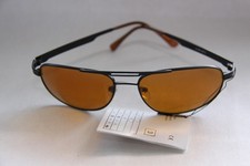 FARB BRILLE SONNENBRILLE  GLÄSER ORANGE RAHMEN SCHWARZ AUS METALL
