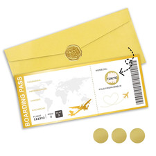 Reisegutschein Flugticket mit Rubbelaufkleber Umschlag Spezial Rubbellos