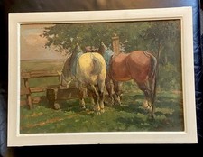 Ölgemälde 2 Pferde an der