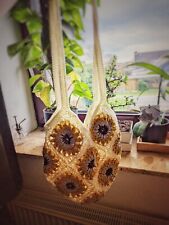 Handgemachte Tasche Häkel Blumen Handarbeit Hobo Hippie Geschenk Trend Style 