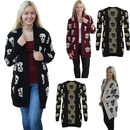 Damen totenkopf strickjacke - totenkopf,