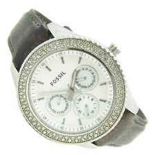 Fossil Kristall Damen Armbanduhr Perlmutt Leder Chrono ES-2995 5ATM Batt neu S89