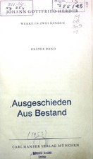 Johann Gottfried Herder: Werke in zwei Bändern, Erster Band. Gerold, Karl-Gustav