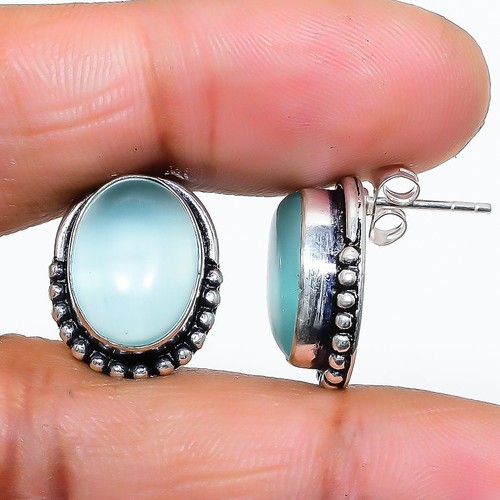Aqua chalzedon edelstein - chalzedon, 925