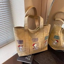 Snoopy Canvas Einkaufstasche Cartoon süße braune Handtasche Schultertasche NEU
