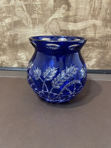 Vintage bleikristall vase blau - vintage,
