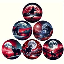6x Wolf rot Holz Untersetzer