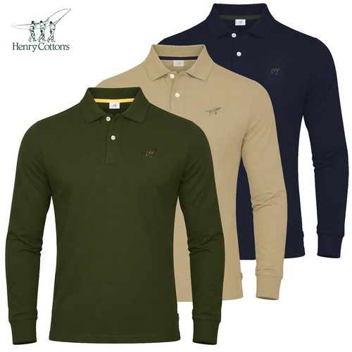 Herren poloshirt langarm - poloshirt, henry