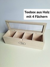 Teebox aus Holz mit 4 Fächern Helles Holz rechteckig