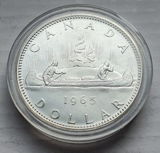 Kanada 1 Dollar Silbermünze 1965 - Kanu