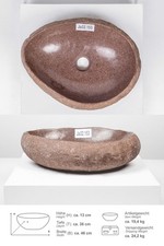 Naturstein-Waschbecken mit Naturkante 40 - 50 cm oval aus Flussstein wohnfreuden