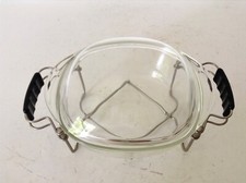 Jenaer Glas Auflaufform + Deckel + Halterung DRGM, Schott, 3104/3105, 20 x 20 cm