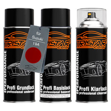 Autolack Spraydosen Set für Suzuki 19A Candy Red Perl Grund Basislack Klarlack
