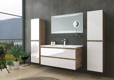 Badmöbel Set Eiche Weiß