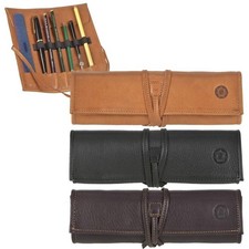 Sonnenleder Rollmäppchen Stifterolle Leder Stifteetui Fichte 3-Farben Stiftrolle