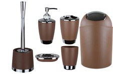 6tlg BADSET BADEZIMMER ZUBEHÖR SET SEIFENSPENDER HALTER WC BÜRSTE BADGARNITUR