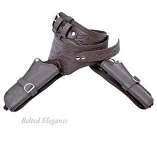 Western Cowboy Leder Waffenholster Gürtel - geprägtes braunes Doppelholster alle Größen